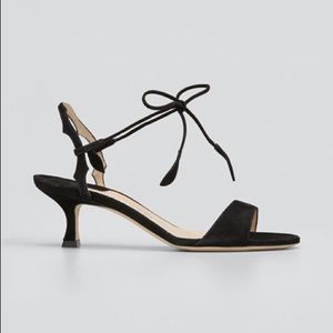 Manolo Blahnik Zouliplain Suede Ankle-Wrap Sandals